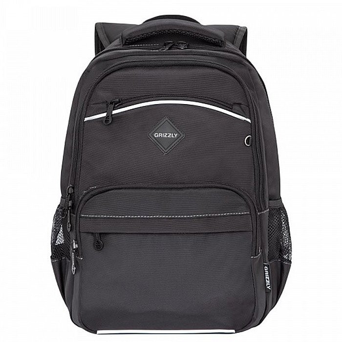 Рюкзак для мальчика (Grizzly) арт.RB-962-2 черный-серый 28х39х19 см