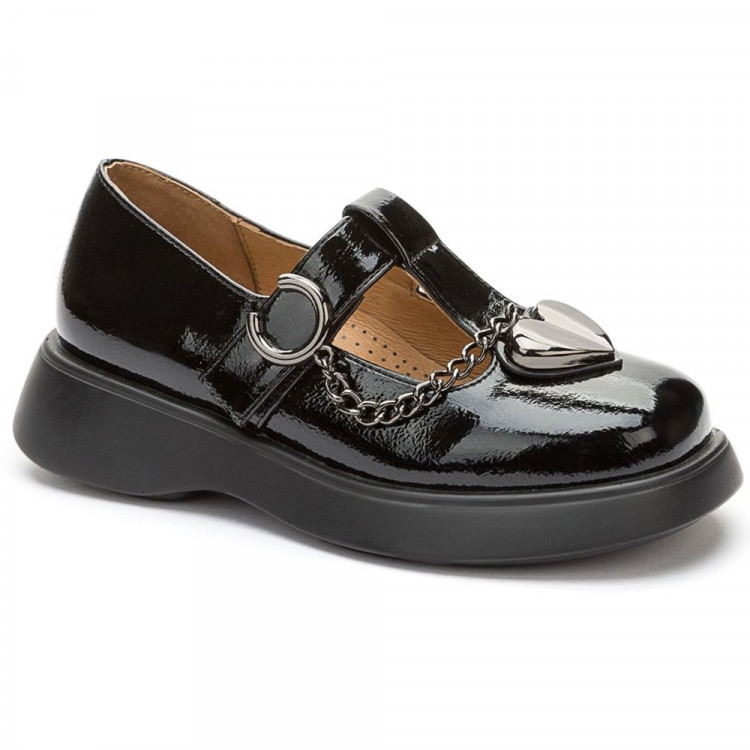 Туфли для девочки (BETSY) черные верх-искусственная кожа лак подкладка-натуральная кожа артикул 948402/11-02