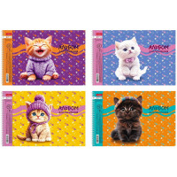 Альбом для рисования 40 листов спираль перфорация на отрыв (Hatber) Мы-котики! ассорти арт.40А4Всп