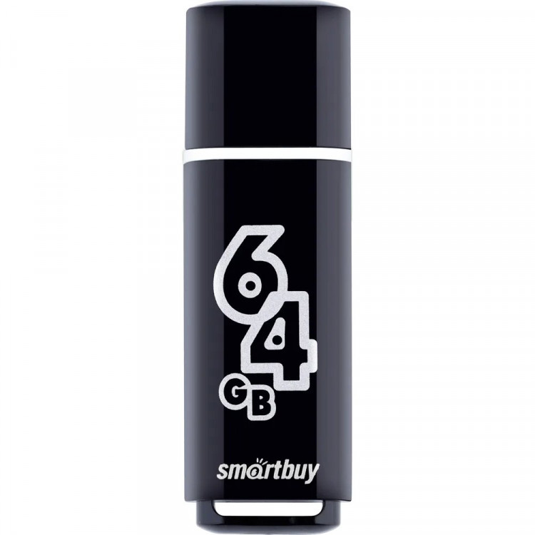 Флеш диск 64GB USB 2.0 Smartbuy Glossy series SB64GBGS-K, черный