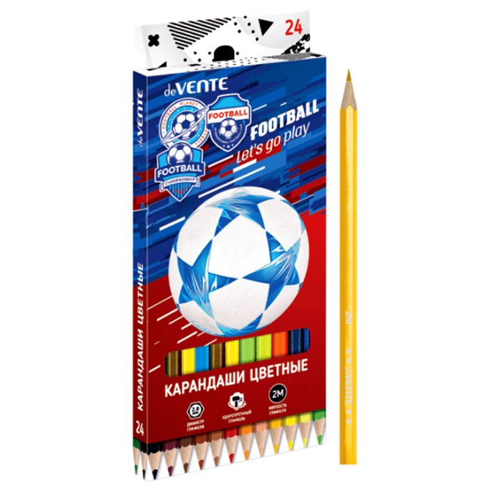 Карандаши цветные (deVENTE) Play Football 24 цвета 2М 2,8мм арт.5024103