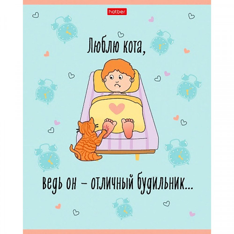 Тетрадь А5 клетка 40 листов скоба (Hatber) Любить кота арт.40Т5В1