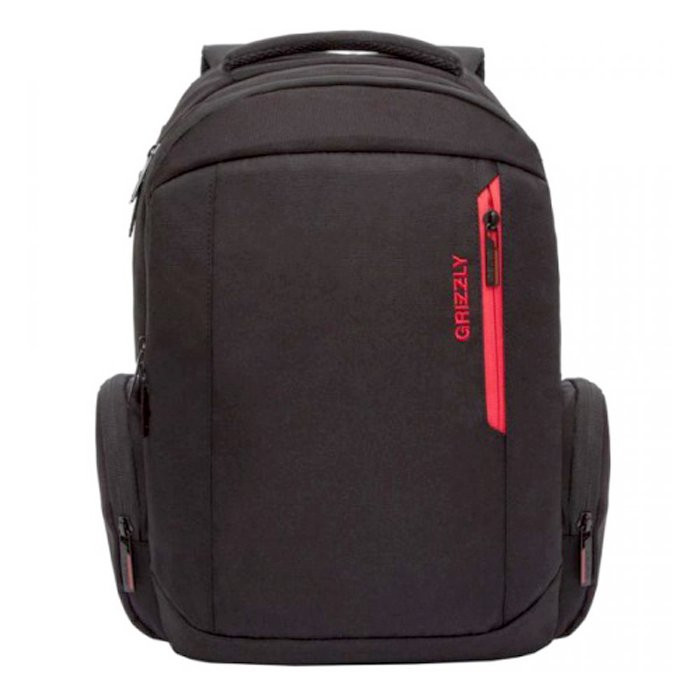 Рюкзак для мальчика (Grizzly) арт RQ-012-1 черный-красный 30х45х20 см