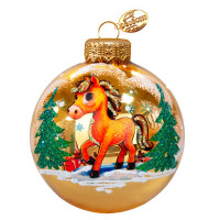 Шар стекло 08см (серия Символ года) "Лошадка игривая 1" п/у арт.КУ-80-254023/1