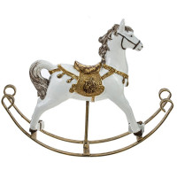 Статуэтка декоративная "Лошадка-качалка" 17см белая с золотом арт.806782