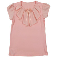 Джемпер для девочки трикотажный (Ликру) короткий рукав цвет пудра арт.0043 МИЛЕНУШКА  размерный ряд 32/128-36/140