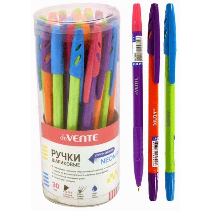 Ручка шариковая непрозрачный корпус (deVENTE)  Neon Rave 0,7мм, синяя/масло/игла арт.5073934