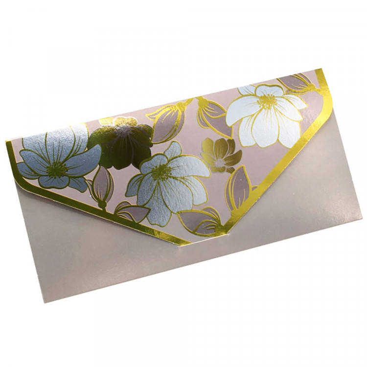 Открытка-конверт "Цветы" металлизированный арт.БКМ-00008