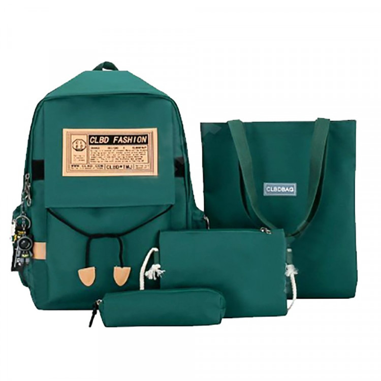 Рюкзак для девочек (CLBD) +сумка+косметичка+пенал зеленый 44х28х15см арт.CC067_9502-2