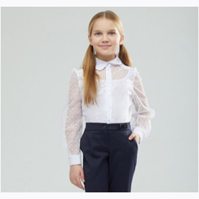 Блузка для девочки (СМЕНА) длинный рукав цвет белый арт.16c712-00 размер 36/152