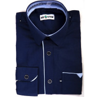 Сорочка подростковая приталенная длинный рукав размерный ряд 36/158-164(XXS)-41/176-182(XL) цвет темно-синий Brostem арт.DS2A62-65AX** на кнопках