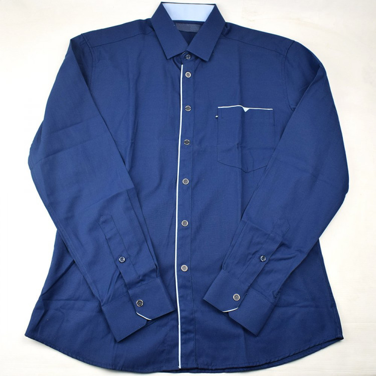 Сорочка подростковая приталенная длинный рукав размерный ряд 36/158-164(XXS)-41/176-182(XL) цвет темно-синий Brostem арт.DS2A62-65AX** на кнопках