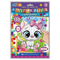 Набор для творчества Аппликация помпонами Кошечка (MultiArt) арт.POMPON-111510