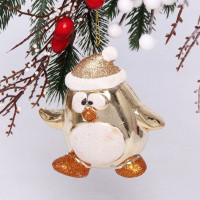 Фигурка на ёлку пластик 11см "Весёлый пингвинёнок" цв.шампань арт.916-0734