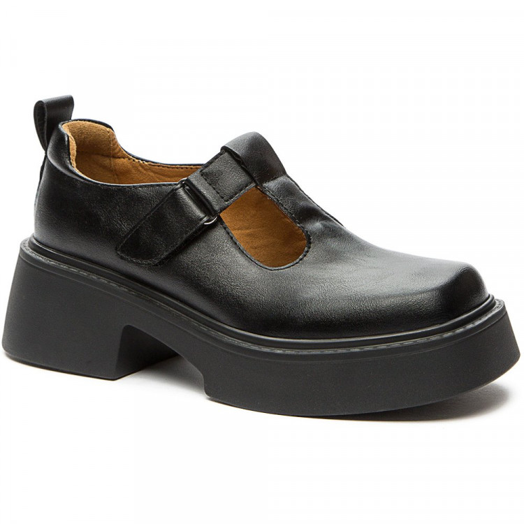 Туфли для девочки (KEDDO) черные верх-искусственная кожа подкладка-натуральная кожа размерный ряд 37-39 артикул 538565/15-01