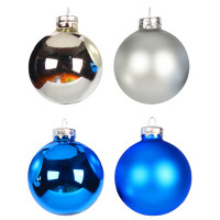 Набор шаров стекло 04шт/наб.06см цв.синий/серебро арт.90651