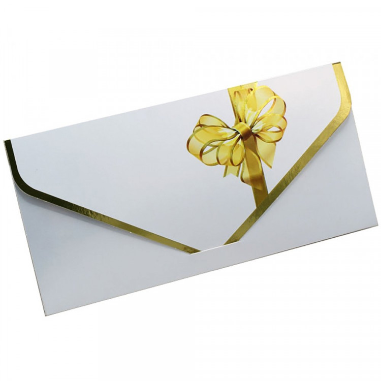 Открытка-конверт "Подарок с бантом" металлизированный арт.БКМ-00009