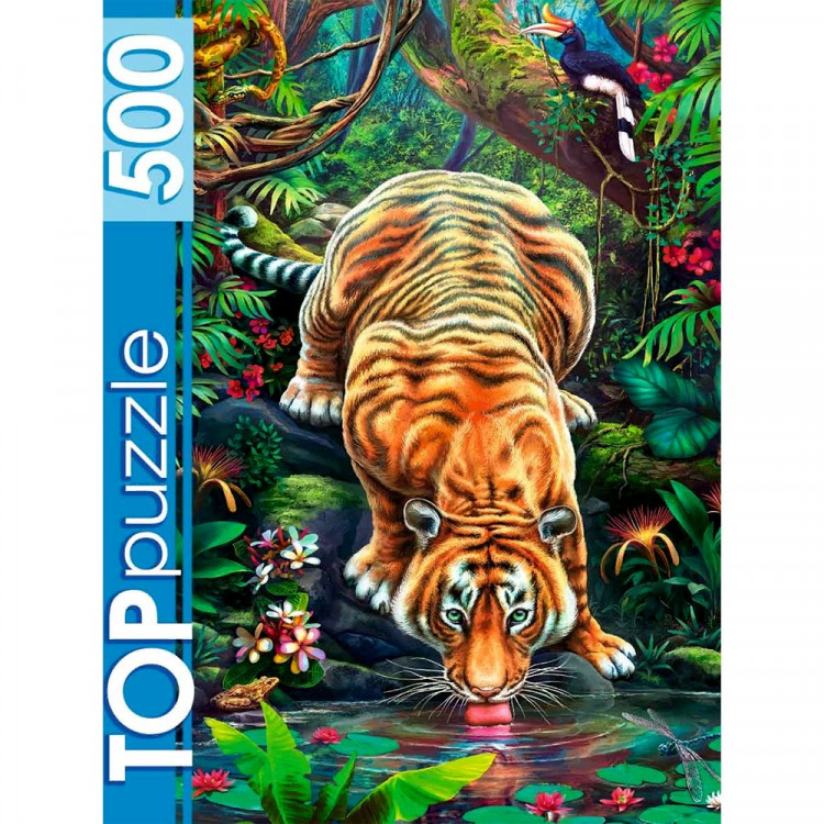 Пазл 500 элементов TOPpuzzle Тигр на водопое (РК) арт.П500-3190