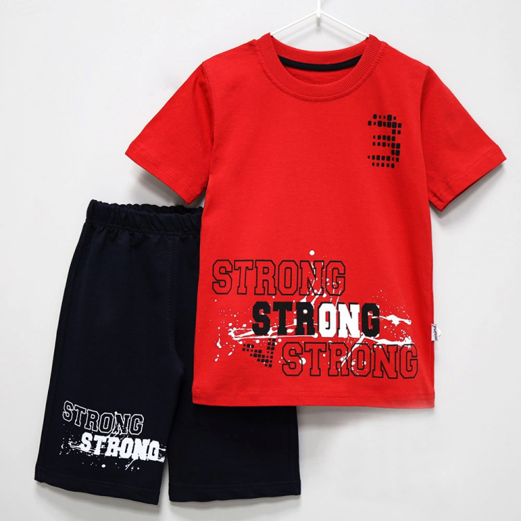 Комплект для мальчика арт.Mixima 62955 размер 30/122-36/140 (футболка+шорты) цвет красный
