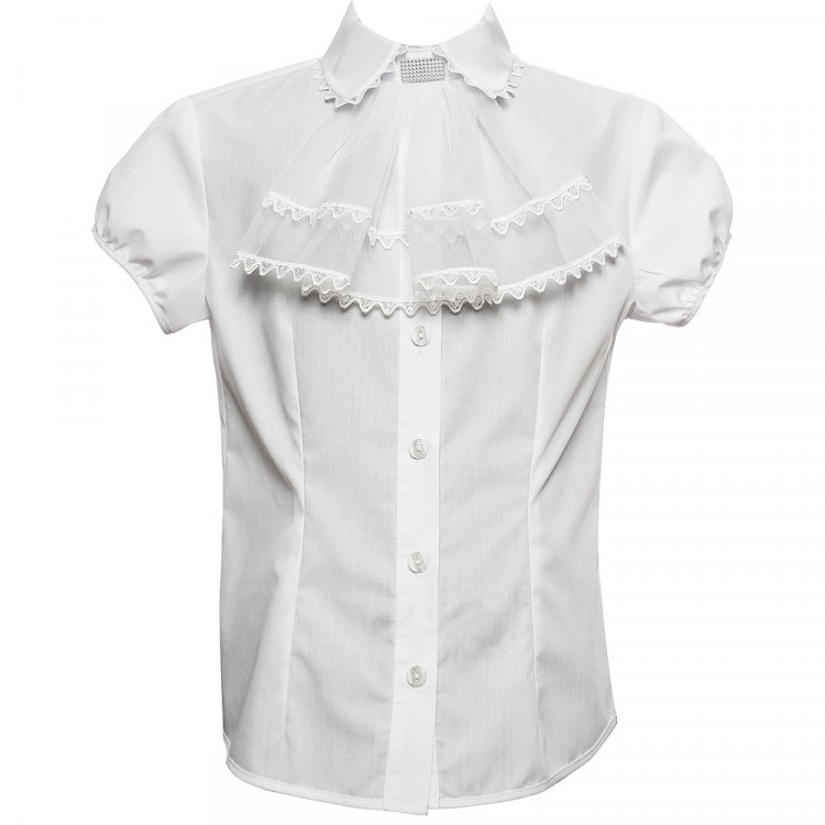 Блузка для девочки (ANNA-S) короткий рукав цвет белый арт.12AS размерный ряд 30/122-40/152