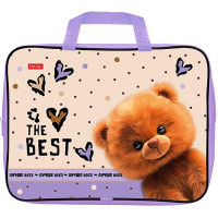 Папка А4 текстиль на молнии ручка-тесьма (Hatber) Пушистый мишка арт.NSn_32099