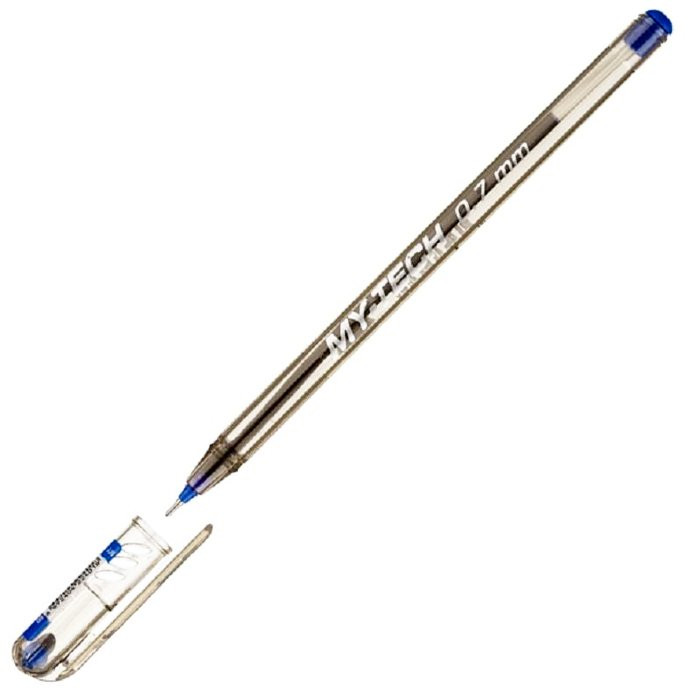 Ручка шариковая  прозрачный корпус Pensan My Tech син/масл 0,7мм игла