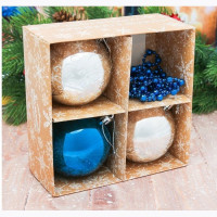 Набор шаров 07см 04шт/наб."С Новым Годом" цв.синий/золото арт.3689861