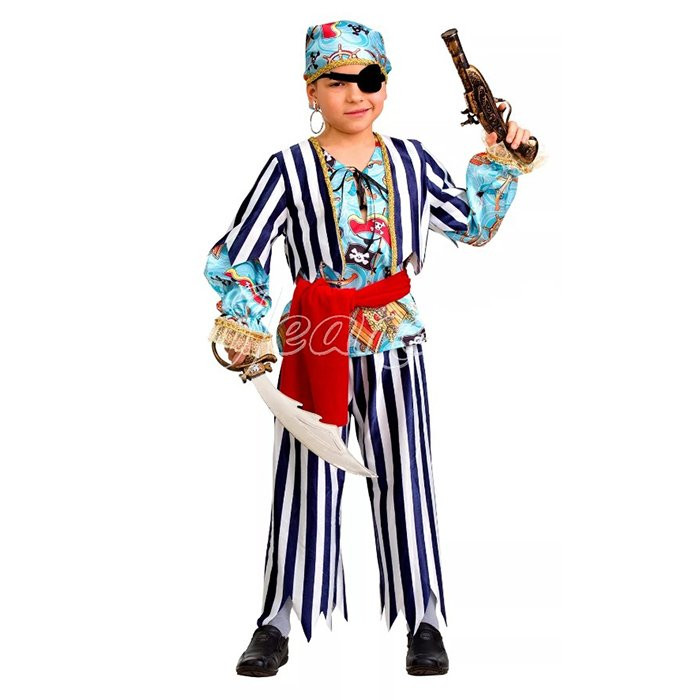 Костюм Пират Сказочный (рубашка,жилет,брюки,пояс,бандана,аксессуары)