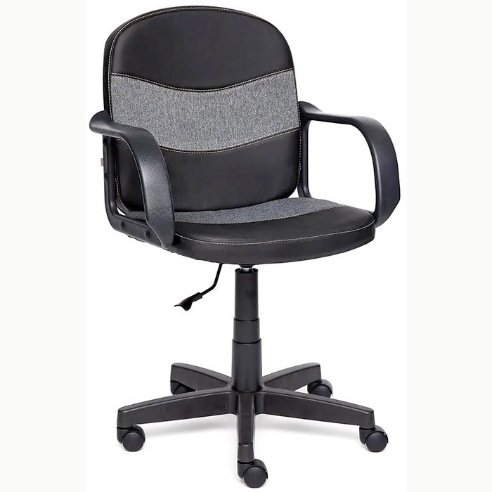 Кресло для оператора пластик/кожзам/ткань BAGGI черный+серый (36-6+207)