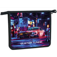 Папка школьная для тетрадей А5 на молнии 1отделение (Hatber) Ночной дрифт арт.AMc_01009