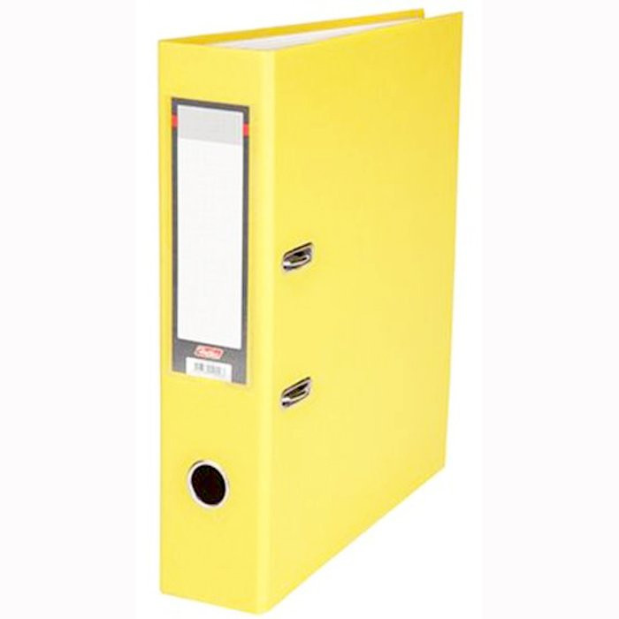 Папка-регистратор 80мм (+/-5) ПВХ с 1 стор.обтяжкой  желтая Hatber  арт. 7ПР_00016 (Ст.20)