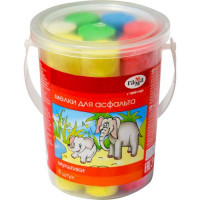 Мел школьный асфальтовый цветной 8 штук в упаковке (ГАММА) Мультики круглый Пластиковое ведро арт 1704191