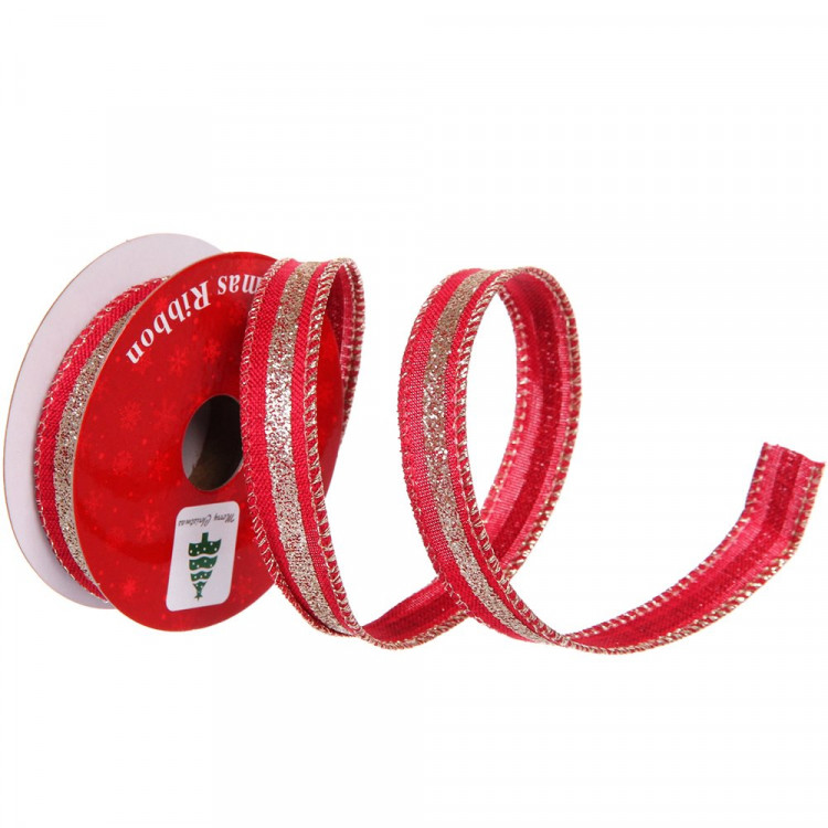Лента новогодняя полиэстер на леске 1,5*270см "Млечный путь" цв.красный арт.259-578