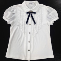 Блузка для девочки трикотажная (Kevin Young) короткий рукав цвет молочный арт.B95172 размерный ряд 30/122-38/146