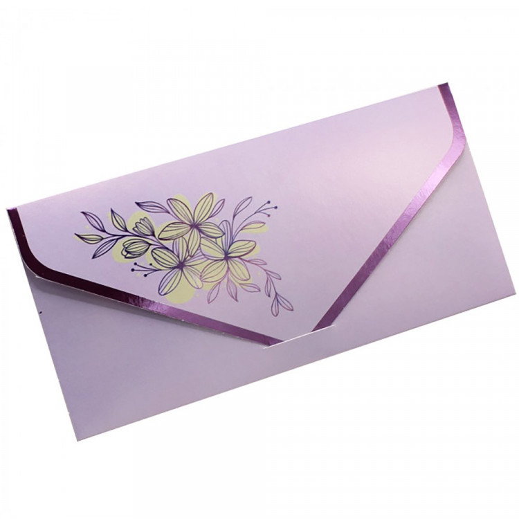 Открытка-конверт "Цветы на фиолетовом" металлизированный арт.БКМ-00010