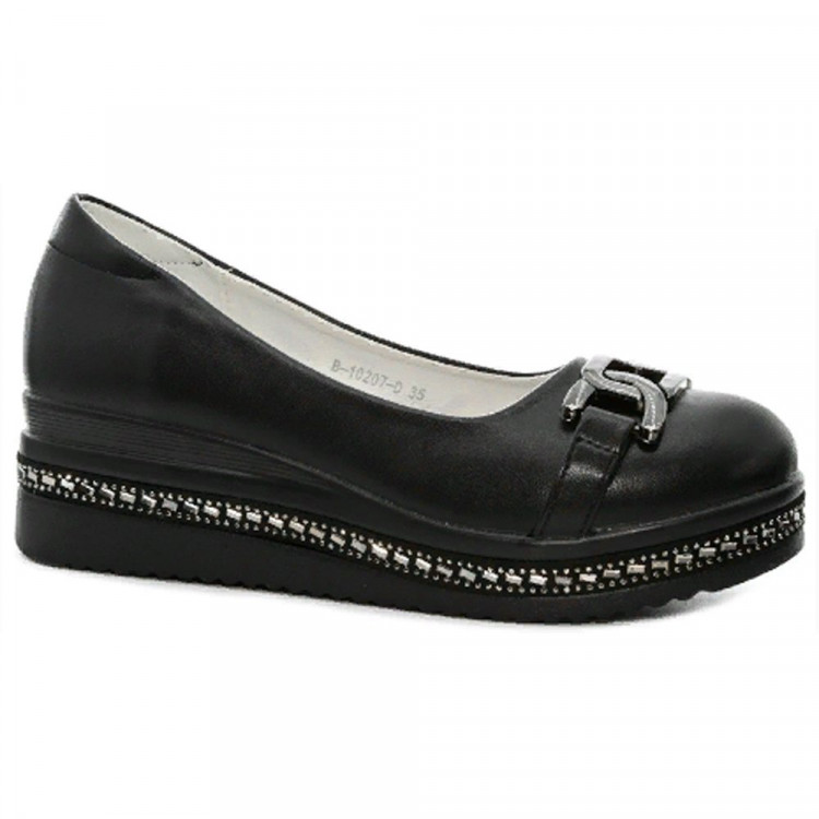Туфли для девочки (TOM.MIKI) черные верх-искусственная кожа подкладка-натуральная кожа размерный ряд 34-37 арт.B-10207-D