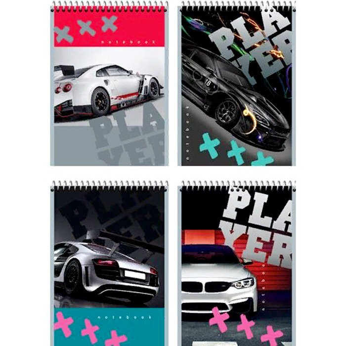Блокнот А5 мягкая обложка на гребне 40 листов (BG) Player car арт 7460