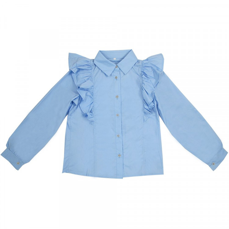 Блузка для девочки (MULTIBRAND) длинный рукав цвет голубой арт.0020 размерный ряд 34/134-42/158