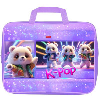 Папка А4 текстиль на молнии ручка-тесьма (Hatber) K-pop мишки арт.NSn_32101