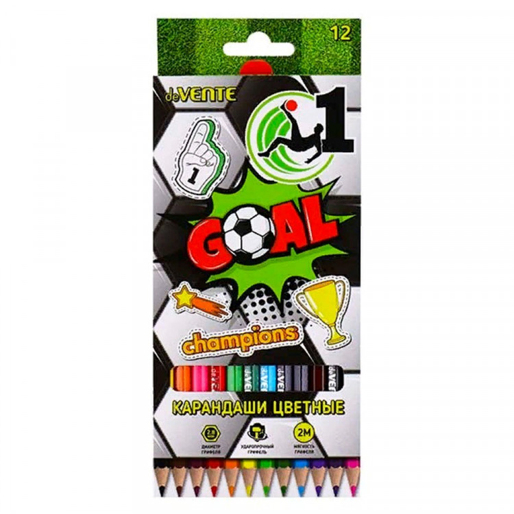 Карандаши цветные (deVENTE) Goal 12 цветов шестигранные 2М 2,8мм арт.5022214