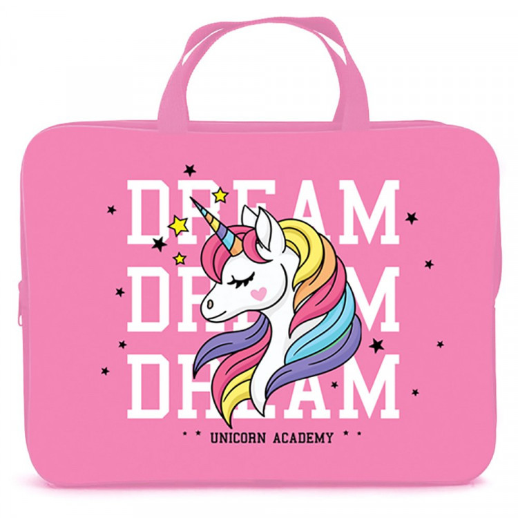 Папка А4 текстиль на молнии ручка-тесьма (ОНИКС) Unicorn DREAM арт ПМД2-20