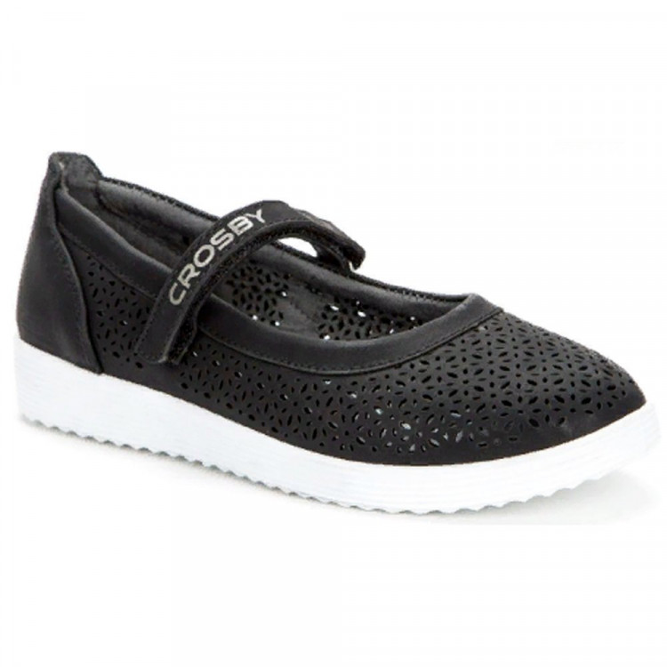 Туфли для девочки (CROSBY) черные верх-искусственный нубук подкладка-натуральная кожа размерный ряд 36-38 арт.228015/01-02