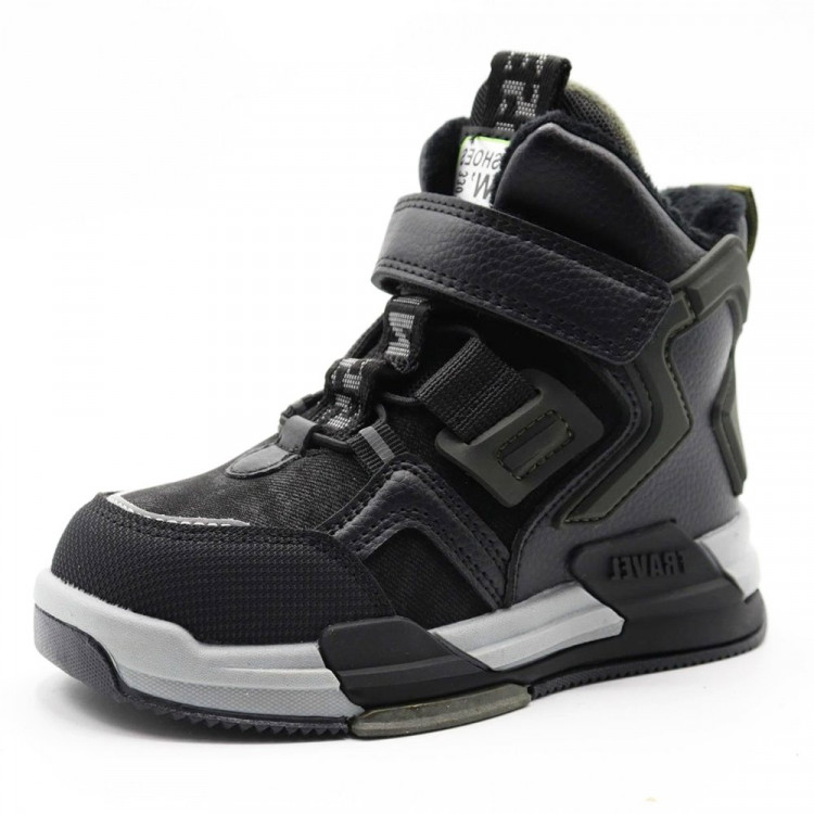 Ботинки для мальчика (Мышонок) цвет черный верх-искусственная кожа подкладка - байка артикул  jwg-T208-2AJ