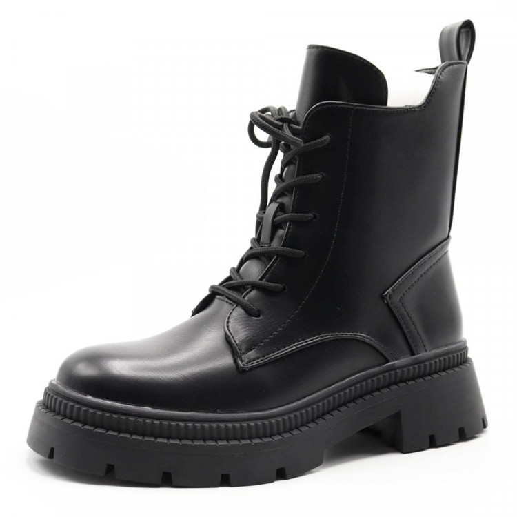 Ботинки для девочки (Stylele) черные верх-искусственная кожа  подкладка-байка размерный ряд 36-40 арт.lzl-D8685