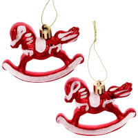 Фигурка на ёлку пластик "Лошадка-качалка" 08см цв.красный арт.916-912