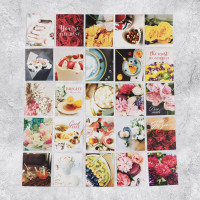 Наклейки для цветов и подарков "Цветы" 6*7см 50шт/наб. арт.10127916