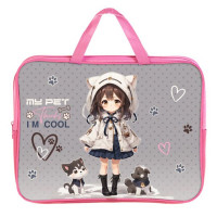 Папка А4 текстиль на молнии ручка-тесьма (ОНИКС) Аниме с питомцами арт. ПМД2-20