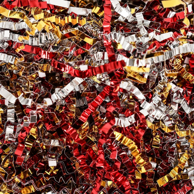 Наполнитель для коробок фольга 50гр цв.золото/красный/серебро арт.10515738