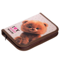 Пенал 1 отделение с откидной планкой (Hatber) Пушистый мишка 190х130мм матовая ламинация 3D лак с таблицей умножения арт.NPn_46079
