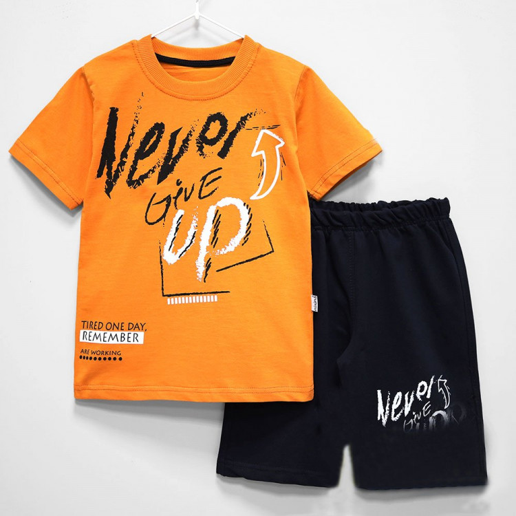 Комплект для мальчика арт.Mixima 10653 размер 30/122-36/140 (футболка+шорты) цвет оранжевый
